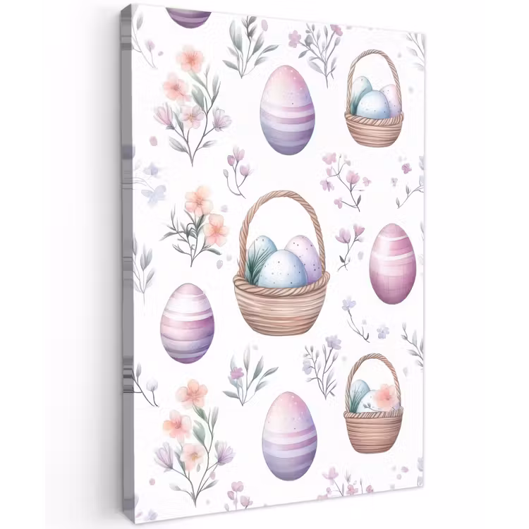 Bloemen - Paaseieren - Patroon Tuinposter op houten frame 2 cm dik klein -3d