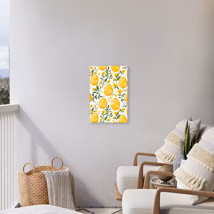 Bloemen - Paaseieren - Geel Tuinposter op houten frame 2 cm dik klein -sfeer1
