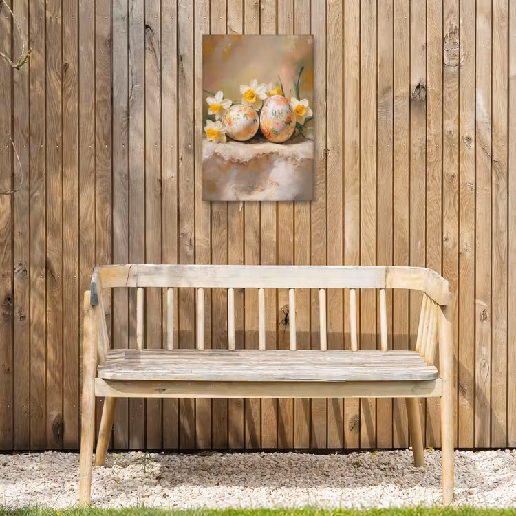 Bloemen - Eieren - Geschilderd Tuinposter op houten frame 2 cm dik klein -sfeer4