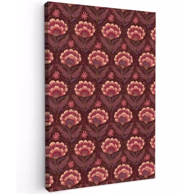 Bloemen - Waaier - Paars Tuinposter op houten frame 2 cm dik klein 841 -3d