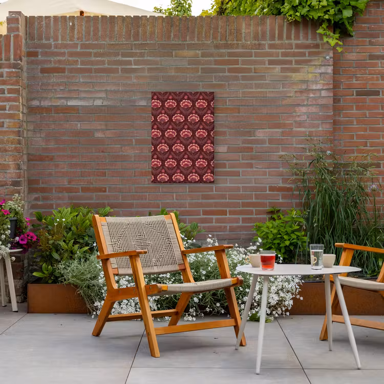 Bloemen - Waaier - Paars Tuinposter op houten frame 2 cm dik klein 841 -sfeer3