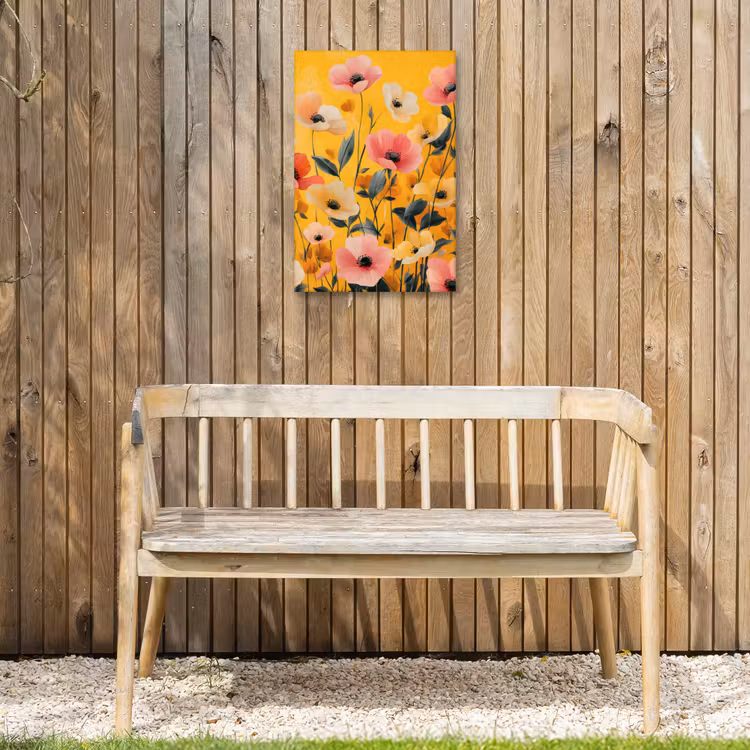 Bloemen - Veld - Geel Tuinposter op houten frame 2 cm dik klein -sfeer4
