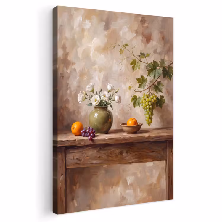 Outdoor Canvas Print - Flowers - Fruit - Still Life - Bloemen - Fruit - Stilleven Tuinposter op houten frame 2 cm dik klein