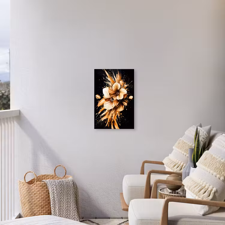Bloemen - Goud - Graffiti - Zwart - Abstract Tuinposter op houten frame 2 cm dik klein -sfeer1