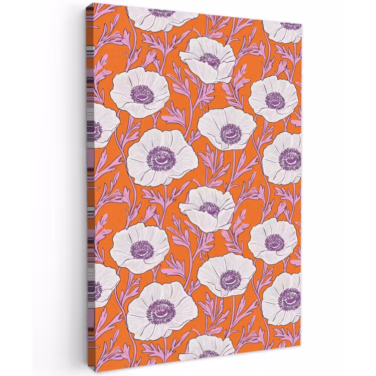 Bloemen - Grafisch - Oranje Tuinposter op houten frame 2 cm dik klein 841 -3d