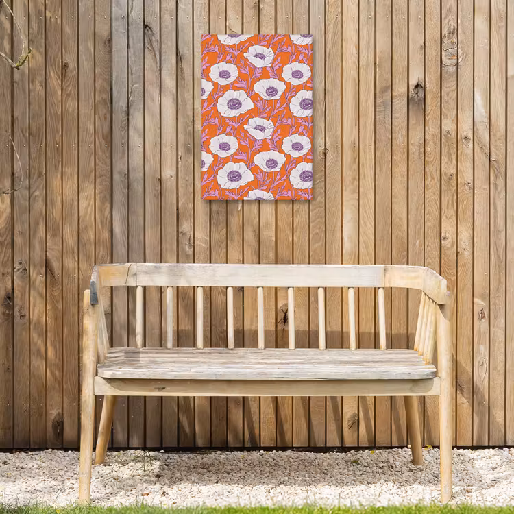 Bloemen - Grafisch - Oranje Tuinposter op houten frame 2 cm dik klein 841 -sfeer4