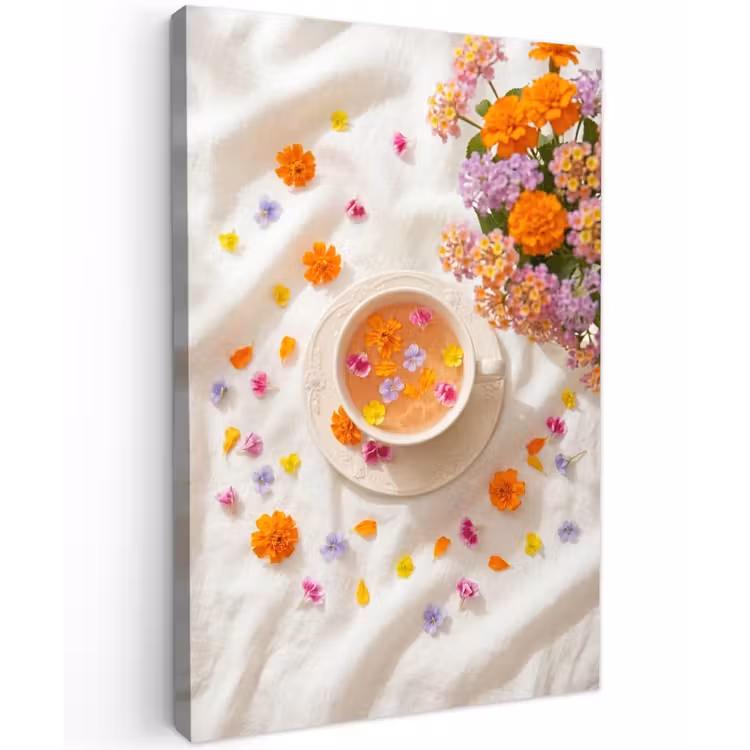 Bloemen - Kop - Natuur - Kleurrijk - Zomer Tuinposter op houten frame 2 cm dik klein -3d
