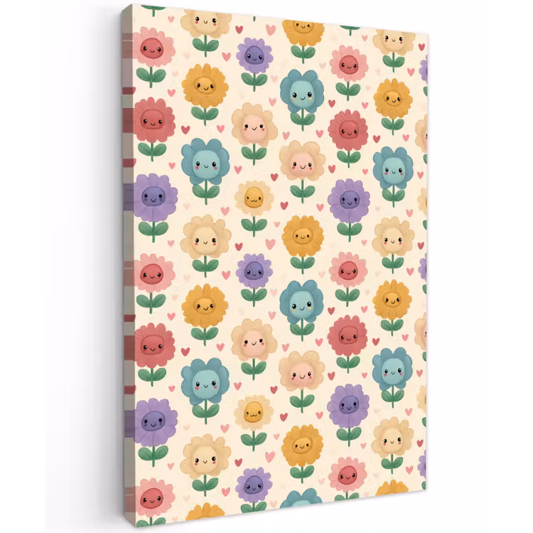 Bloemen - Hartjes - Kleurrijk Tuinposter op houten frame 2 cm dik klein 841 -3d