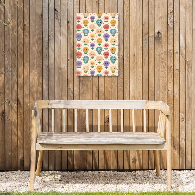 Bloemen - Hartjes - Kleurrijk Tuinposter op houten frame 2 cm dik klein 841 -sfeer4