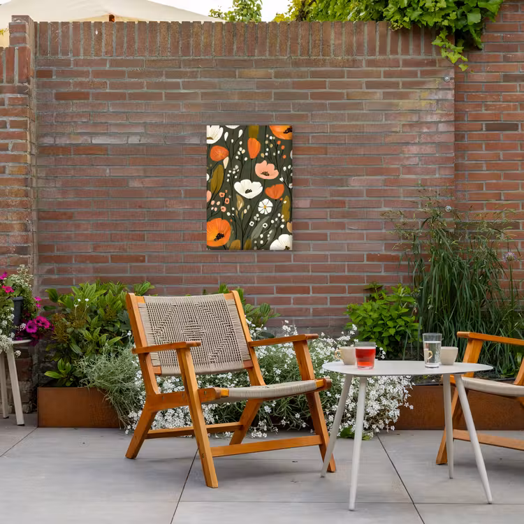 Bloemen - Illustratie - Groen Tuinposter op houten frame 2 cm dik klein -sfeer3