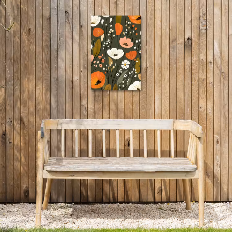 Bloemen - Illustratie - Groen Tuinposter op houten frame 2 cm dik klein -sfeer4
