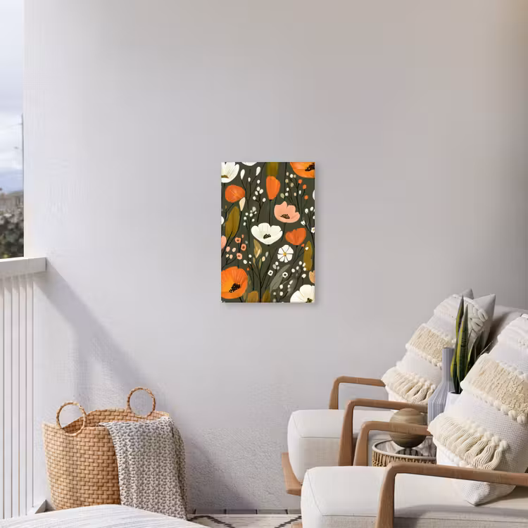 Bloemen - Illustratie - Groen Tuinposter op houten frame 2 cm dik klein -sfeer1
