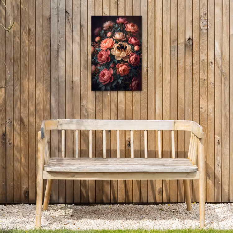 Bloemen - Insect - Natuur - Roze Tuinposter op houten frame 2 cm dik klein -sfeer4