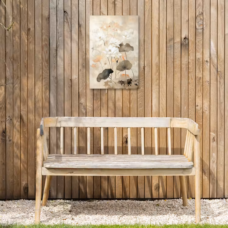 Bloemen - Japandi - Wabi sabi Tuinposter op houten frame 2 cm dik klein -sfeer4