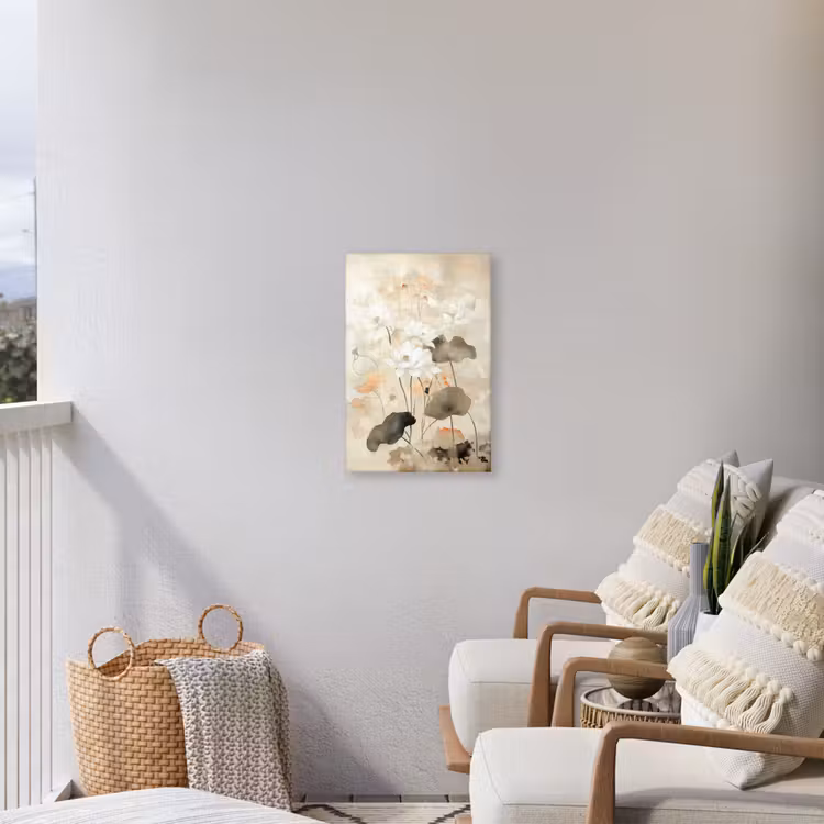 Bloemen - Japandi - Wabi sabi Tuinposter op houten frame 2 cm dik klein -sfeer1