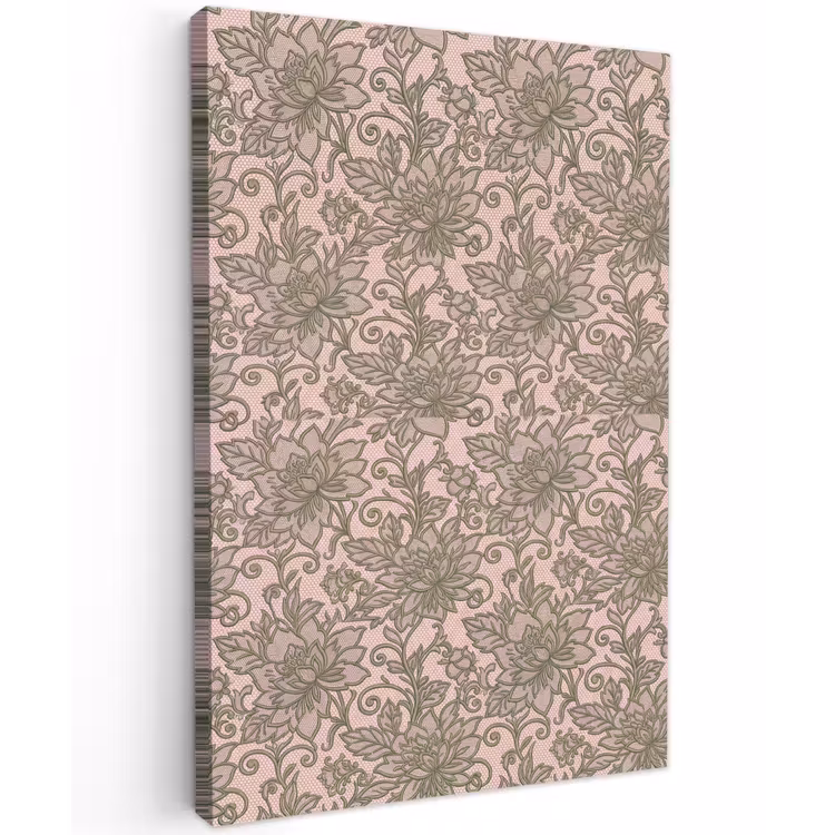 Bloemen - Kant - Patroon - Klassiek - Groen Tuinposter op houten frame 2 cm dik klein -3d