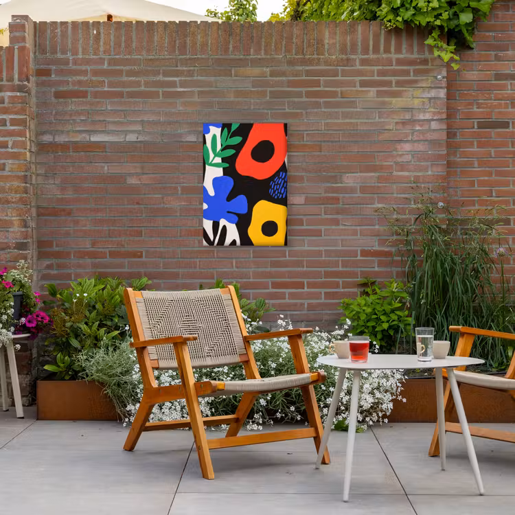Bloemen - Bladeren - Abstract - Zwart Tuinposter op houten frame 2 cm dik klein -sfeer3