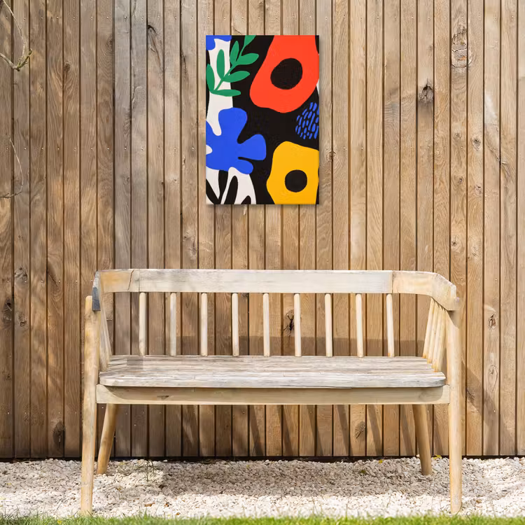 Bloemen - Bladeren - Abstract - Zwart Tuinposter op houten frame 2 cm dik klein -sfeer4