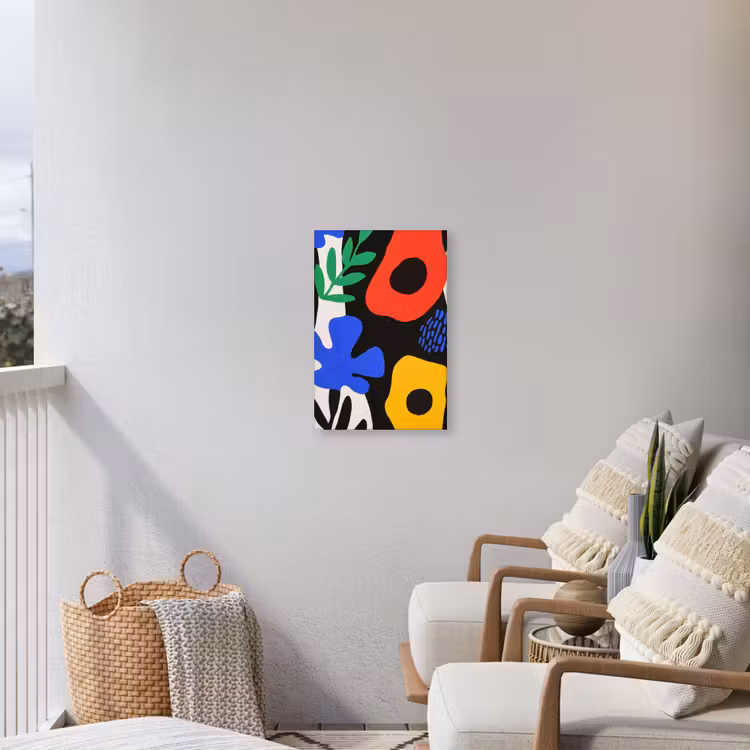 Bloemen - Bladeren - Abstract - Zwart Tuinposter op houten frame 2 cm dik klein -sfeer1