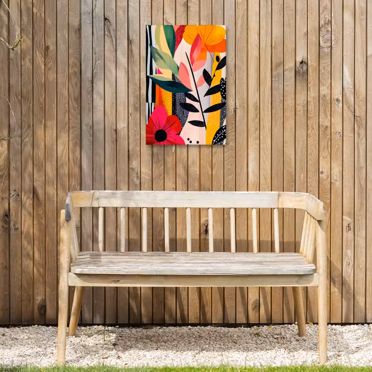 Bloemen - Bladeren - Abstract - Kleurrijk Tuinposter op houten frame 2 cm dik klein -sfeer4