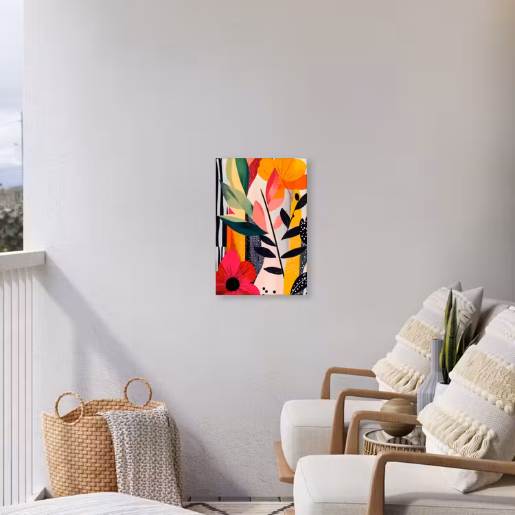 Bloemen - Bladeren - Abstract - Kleurrijk Tuinposter op houten frame 2 cm dik klein -sfeer1