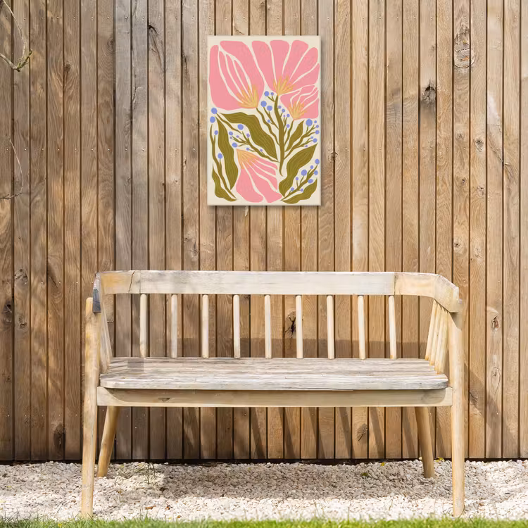 Bloemen - Bladeren - Abstract - Roze Tuinposter op houten frame 2 cm dik klein -sfeer4