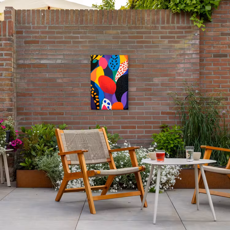 Bloemen - Bladeren - Abstract - Rood Tuinposter op houten frame 2 cm dik klein -sfeer3