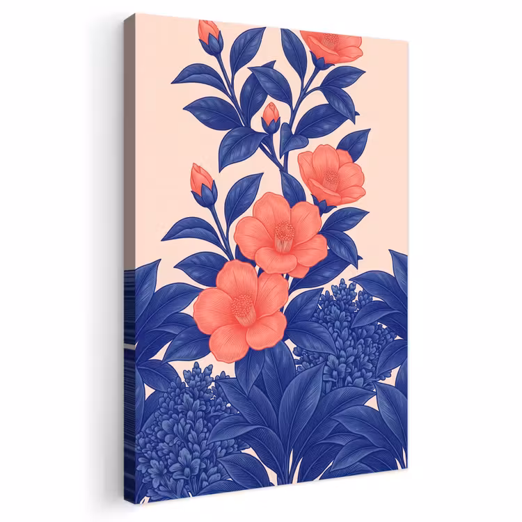 Outdoor Canvas Print - Flowers - Leaves - Botanical - Bloemen - Bladeren - Botanisch Tuinposter op houten frame 2 cm dik klein
