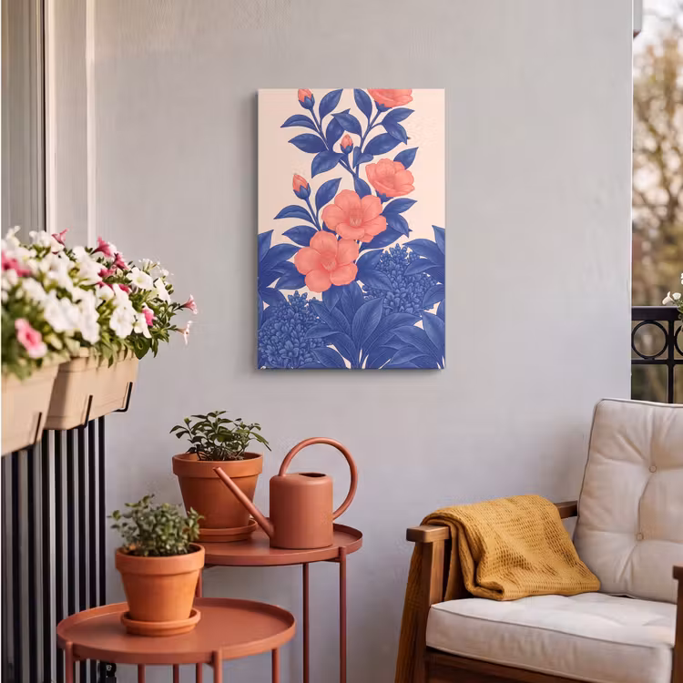 Outdoor Canvas Print - Flowers - Leaves - Botanical - Bloemen - Bladeren - Botanisch Tuinposter op houten frame 2 cm dik klein