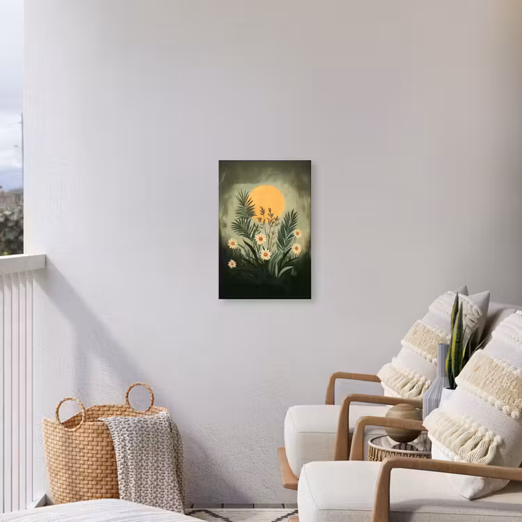 Bloemen - Bladeren - Zon - Groen Tuinposter op houten frame 2 cm dik klein -sfeer1