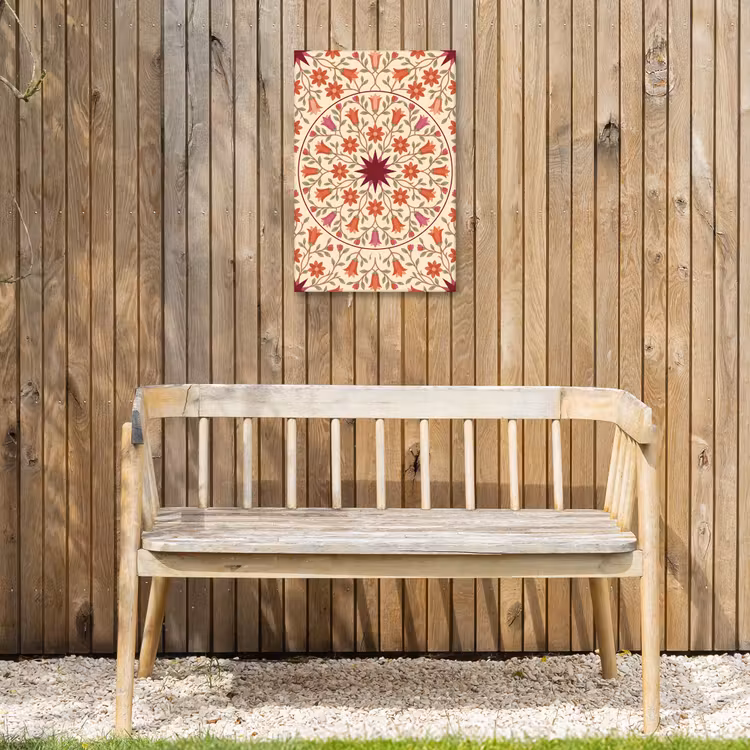 Bloemen - Mandala - Decoratief - Rood Tuinposter op houten frame 2 cm dik klein -sfeer4