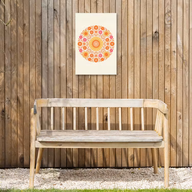 Bloemen - Mandala - Patroon - Kleurrijk Tuinposter op houten frame 2 cm dik klein -sfeer4