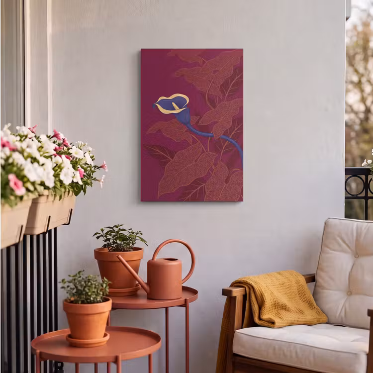 Outdoor Canvas Print - Flowers - Modern - Purple - Bloemen - Modern - Paars Tuinposter op houten frame 2 cm dik klein