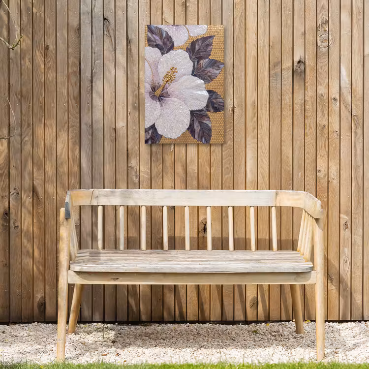 Bloemen - Mozaïek - Kunst - Modern - Goud Tuinposter op houten frame 2 cm dik klein -sfeer4