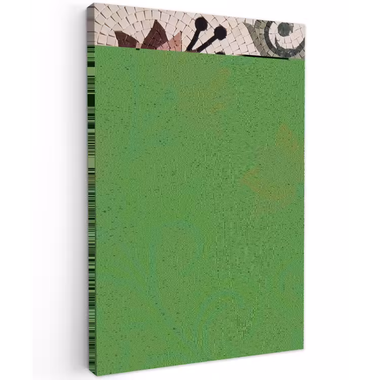 Bloemen - Mozaïek - Patroon - Abstract - Groen Tuinposter op houten frame 2 cm dik klein -3d