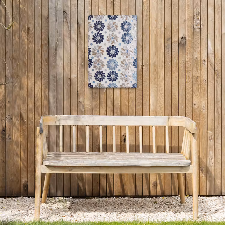 Bloemen - Parelmoer - Abstract - Patroon - Blauw Tuinposter op houten frame 2 cm dik klein -sfeer4