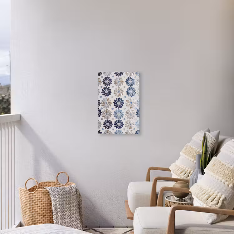 Bloemen - Parelmoer - Abstract - Patroon - Blauw Tuinposter op houten frame 2 cm dik klein -sfeer1