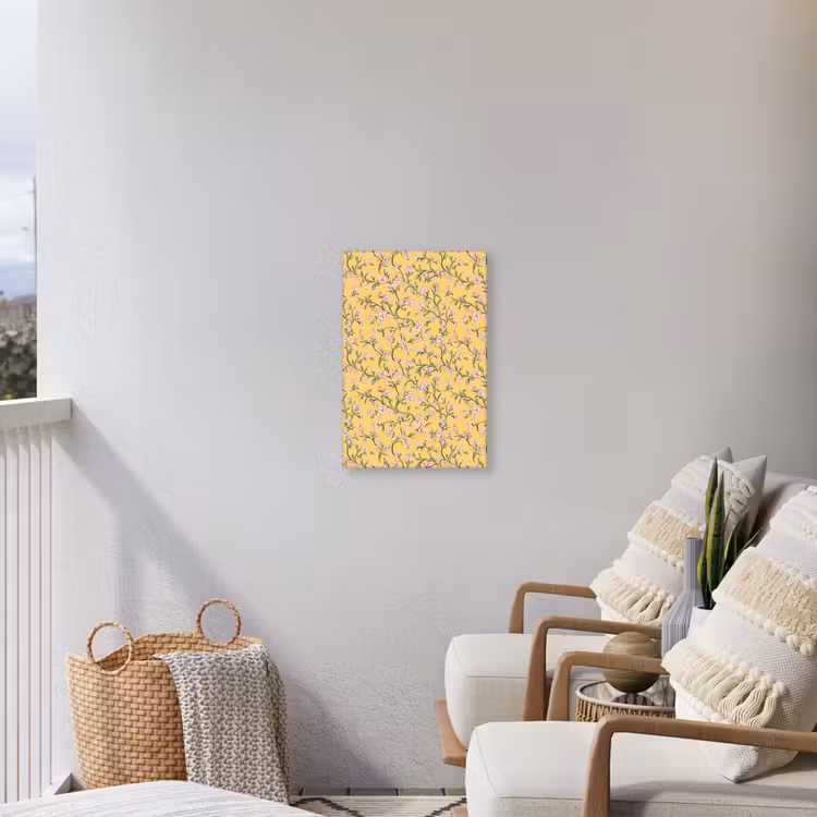 Bloemen - Motief - Geel Tuinposter op houten frame 2 cm dik klein 841 -sfeer1