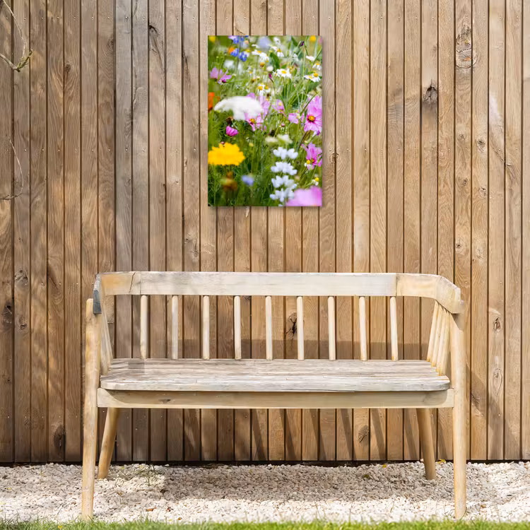 Bloemen - Natuur - Groen - Gras - Paars - Wit Tuinposter op houten frame 2 cm dik klein -sfeer4