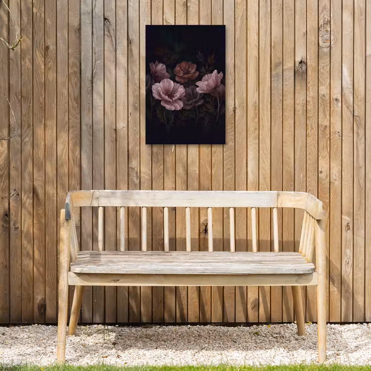 Bloemen - Natuur - Roze - Donker - Modern Tuinposter op houten frame 2 cm dik klein -sfeer4