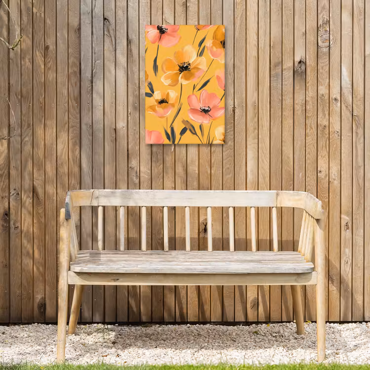Bloemen - Geschilderd - Geel Tuinposter op houten frame 2 cm dik klein -sfeer4