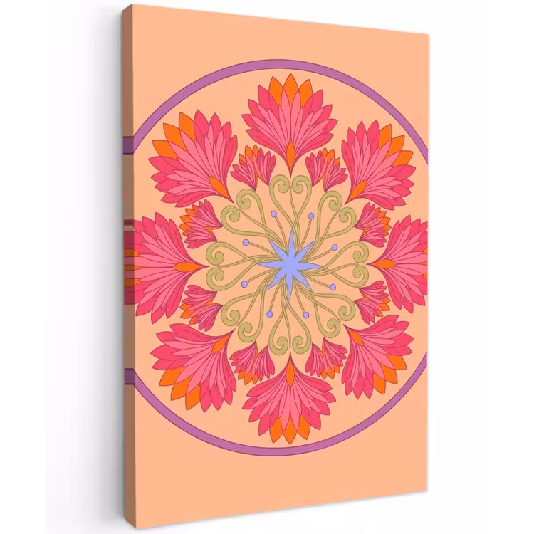 Bloemen - Patroon - Abstract - Roze - Decoratief Tuinposter op houten frame 2 cm dik klein -3d