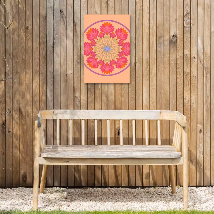 Bloemen - Patroon - Abstract - Roze - Decoratief Tuinposter op houten frame 2 cm dik klein -sfeer4