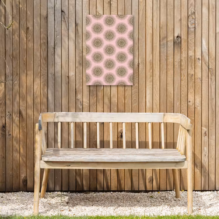 Bloemen - Patroon - Abstract - Roze - Groen Tuinposter op houten frame 2 cm dik klein -sfeer4