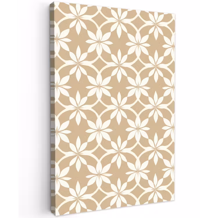 Bloemen - Patroon - Beige Tuinposter op houten frame 2 cm dik klein 841 -3d