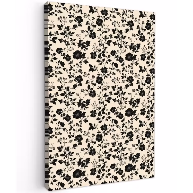 Bloemen - Dessin - Zwart Tuinposter op houten frame 2 cm dik klein 841 -3d