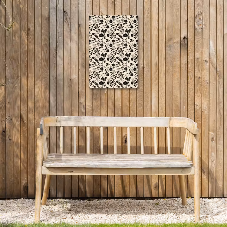 Bloemen - Dessin - Zwart Tuinposter op houten frame 2 cm dik klein 841 -sfeer4