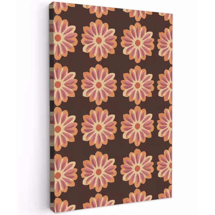 Bloemen - Patroon - Bruin Tuinposter op houten frame 2 cm dik klein 841 -3d