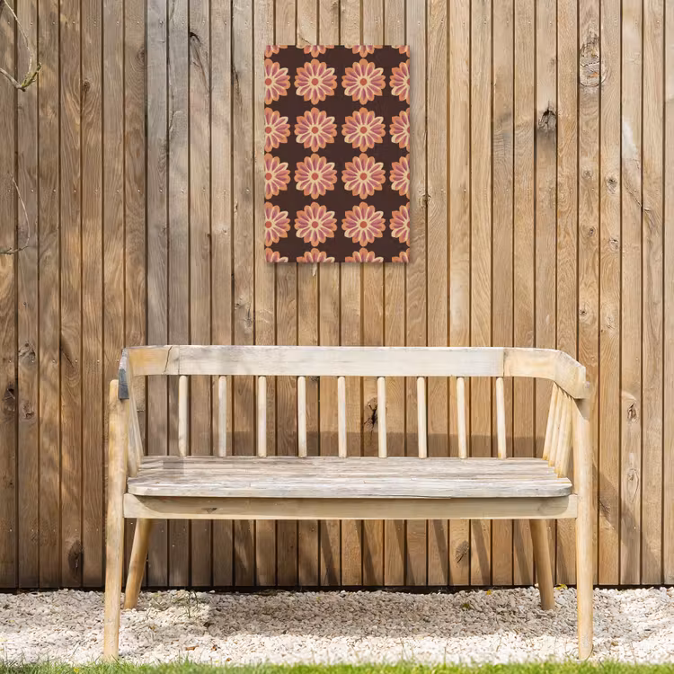 Bloemen - Patroon - Bruin Tuinposter op houten frame 2 cm dik klein 841 -sfeer4