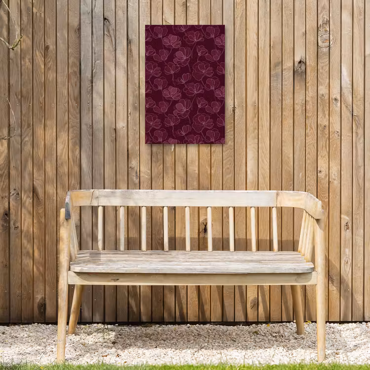 Bloemen - Patroon - Bordeauxrood Tuinposter op houten frame 2 cm dik klein 841 -sfeer4